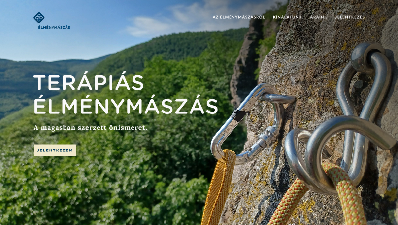 A nyitóképe az Élménymászás weboldalának, amit terveztem.