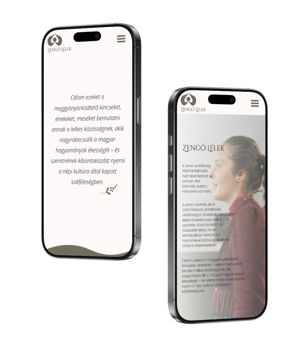Mockup a weboldal mobilos verziójáról